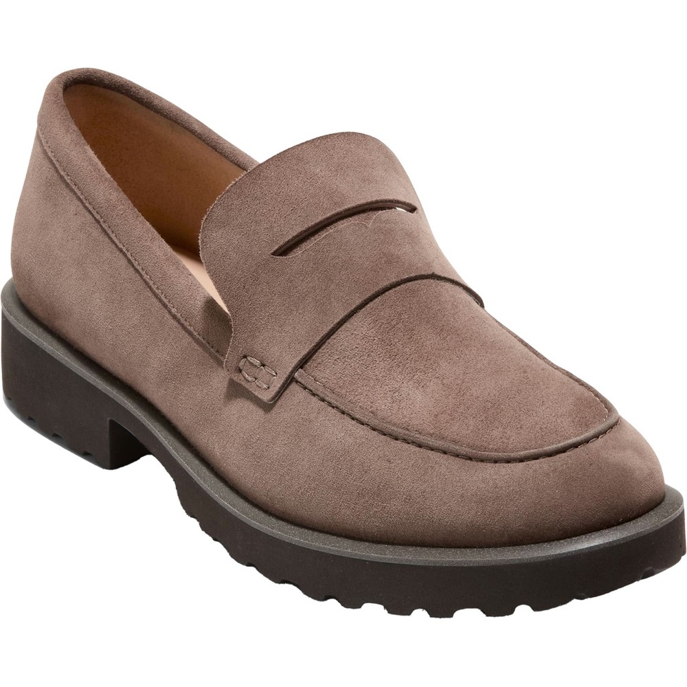 Cole Haan Geneva Lug Sole Loafers Lava Brown Suede Platform Flats Women’s Size 8